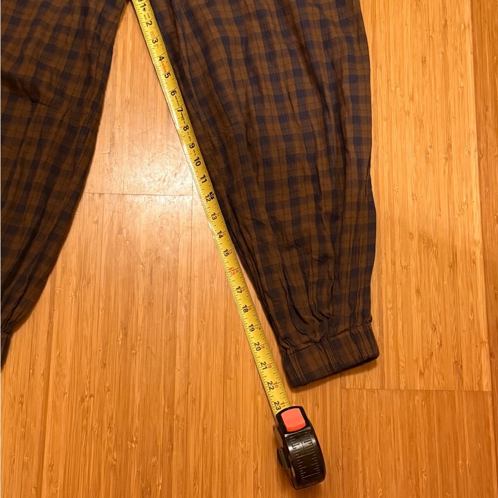 ASOS Women’s  Plaid Pants - Brown/ Blue Checkered Barrel Flannel - Picture 8 of 11